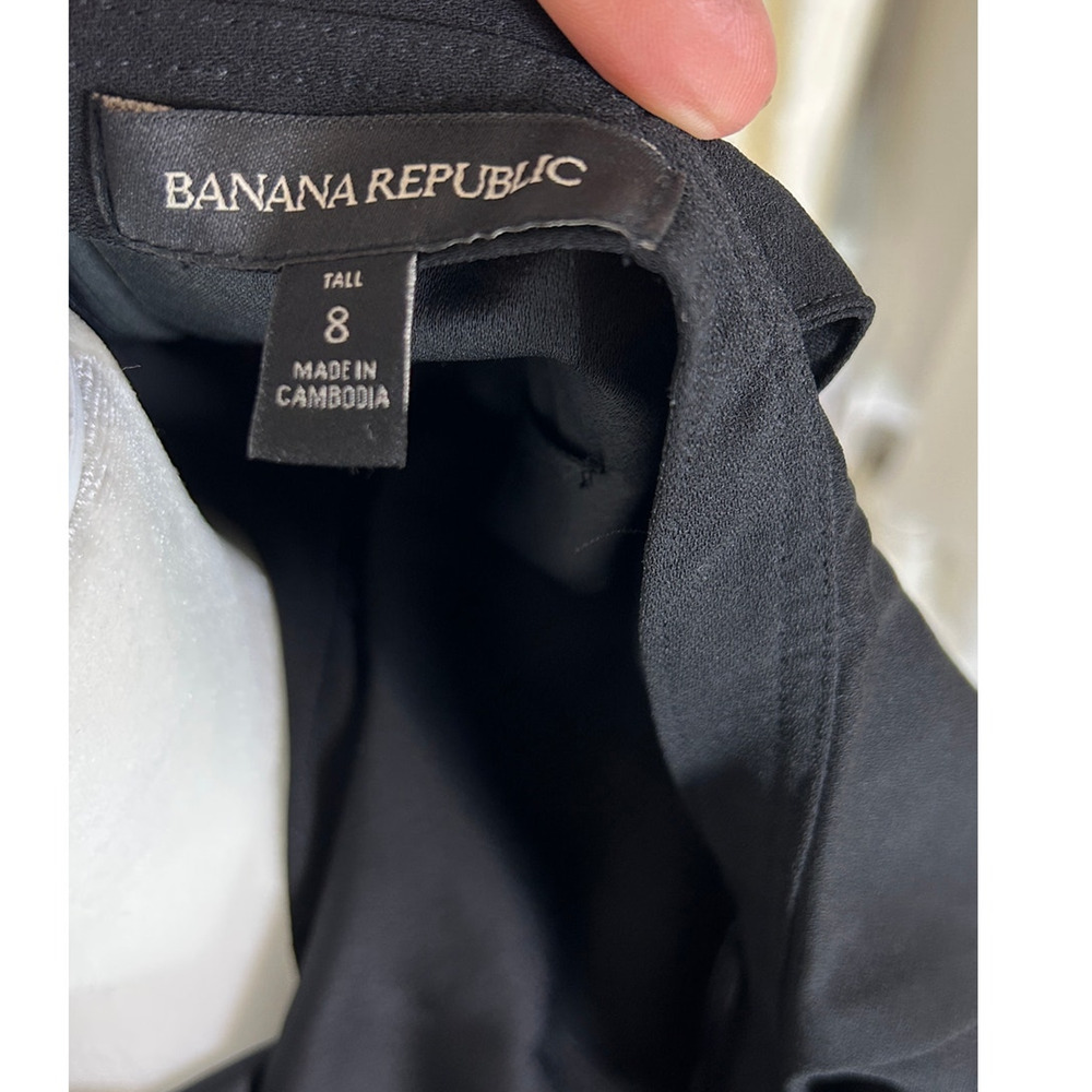 Banana Republic Women's Size 8 Tall Black Cross front Ruffle Strap Dress #0281 - Picture 8 of 13